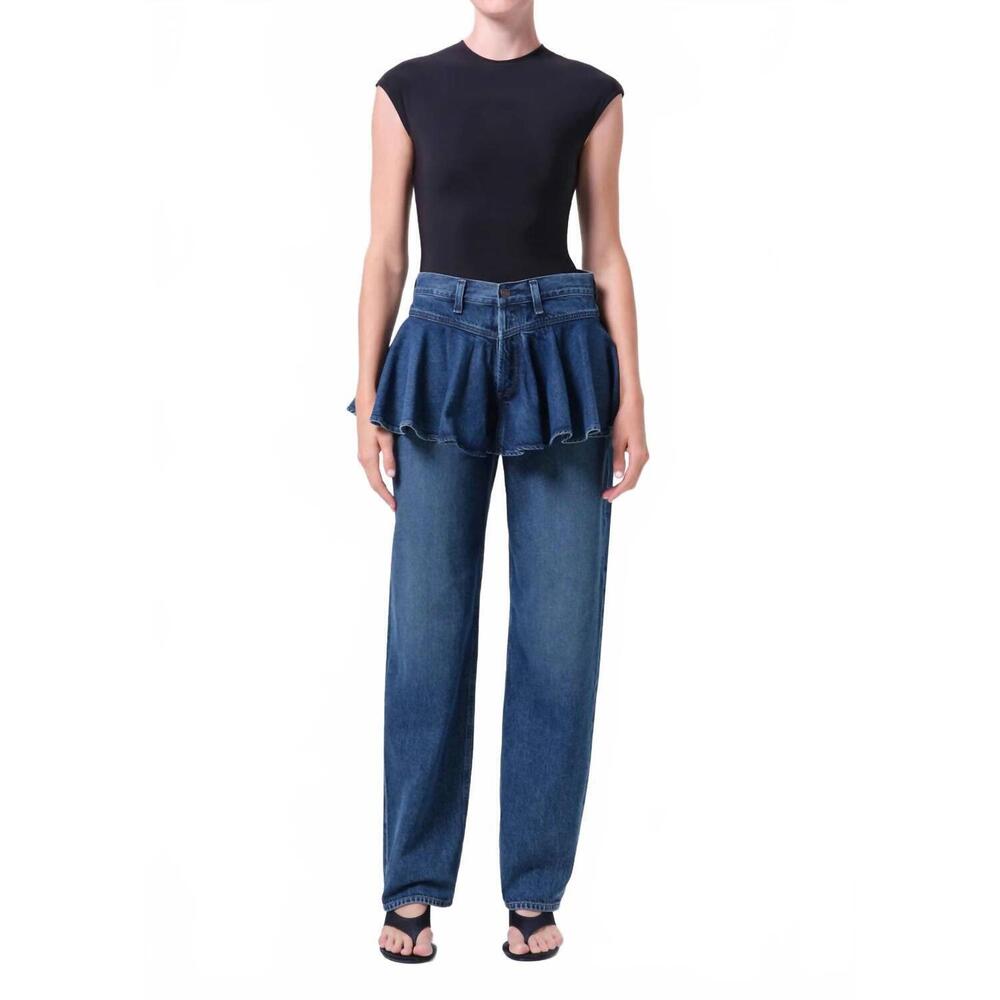 NEW AGOLDE peplum mid-rise straight leg jeans in peak